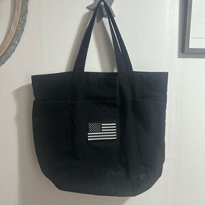 Black Tote Bag with Flag Patch